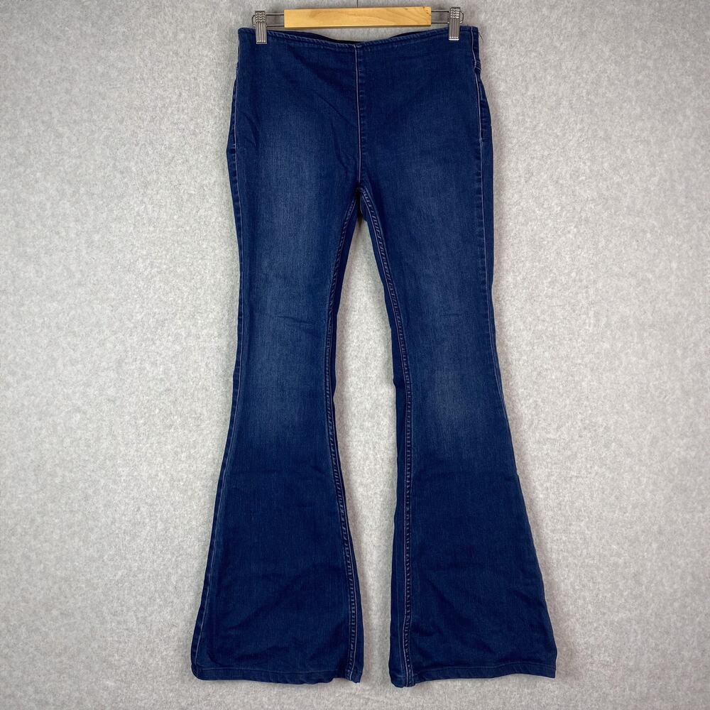 Free People Dark Wash Penny Pull On Flare Jeans Size 28